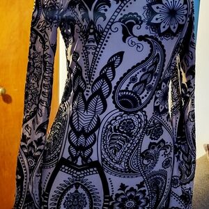 Elegant Black and White Paisley Dress